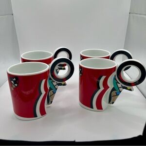 Vintage 80's Kato Kogei Japan Ceramic Mugs Post Modern- Set of 4